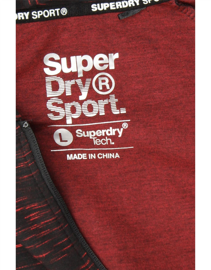 SUPERDRY Pull à capuche zippé pour femme UK 16 Large Noir Moucheté