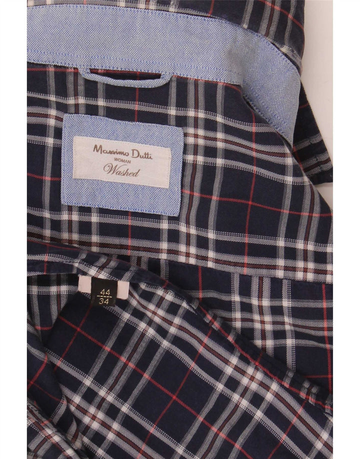 Massimo Dutti Chemise Femme EU 34 XS Bleu Marine à Carreaux