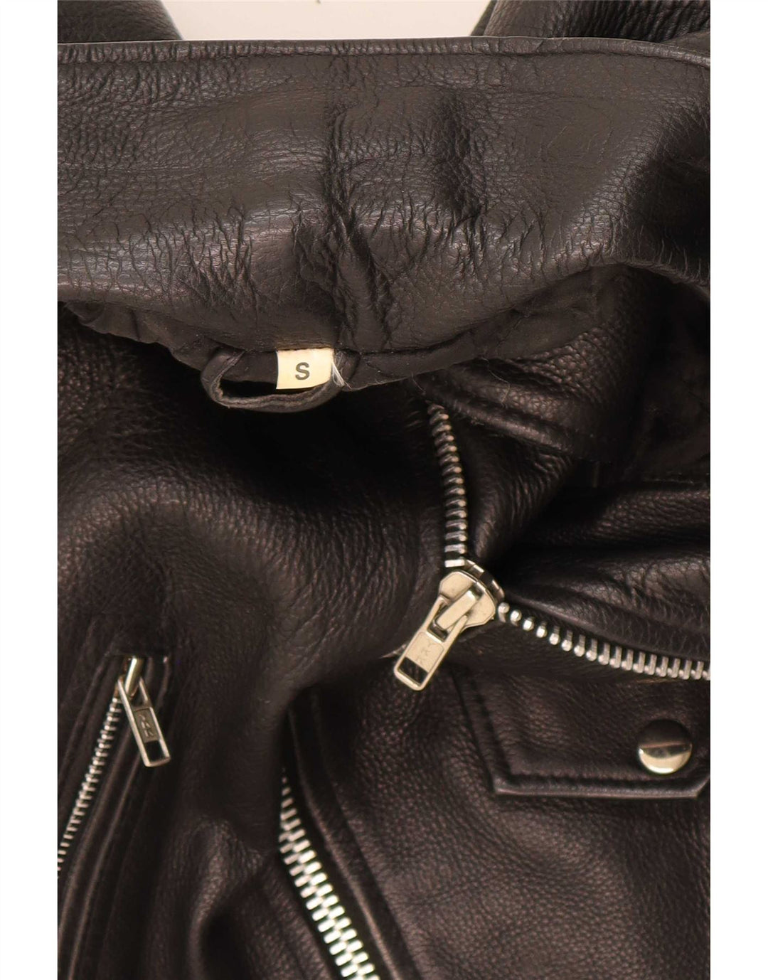 veste de motard en cuir vintage pour hommes UK 36 Petit Noir