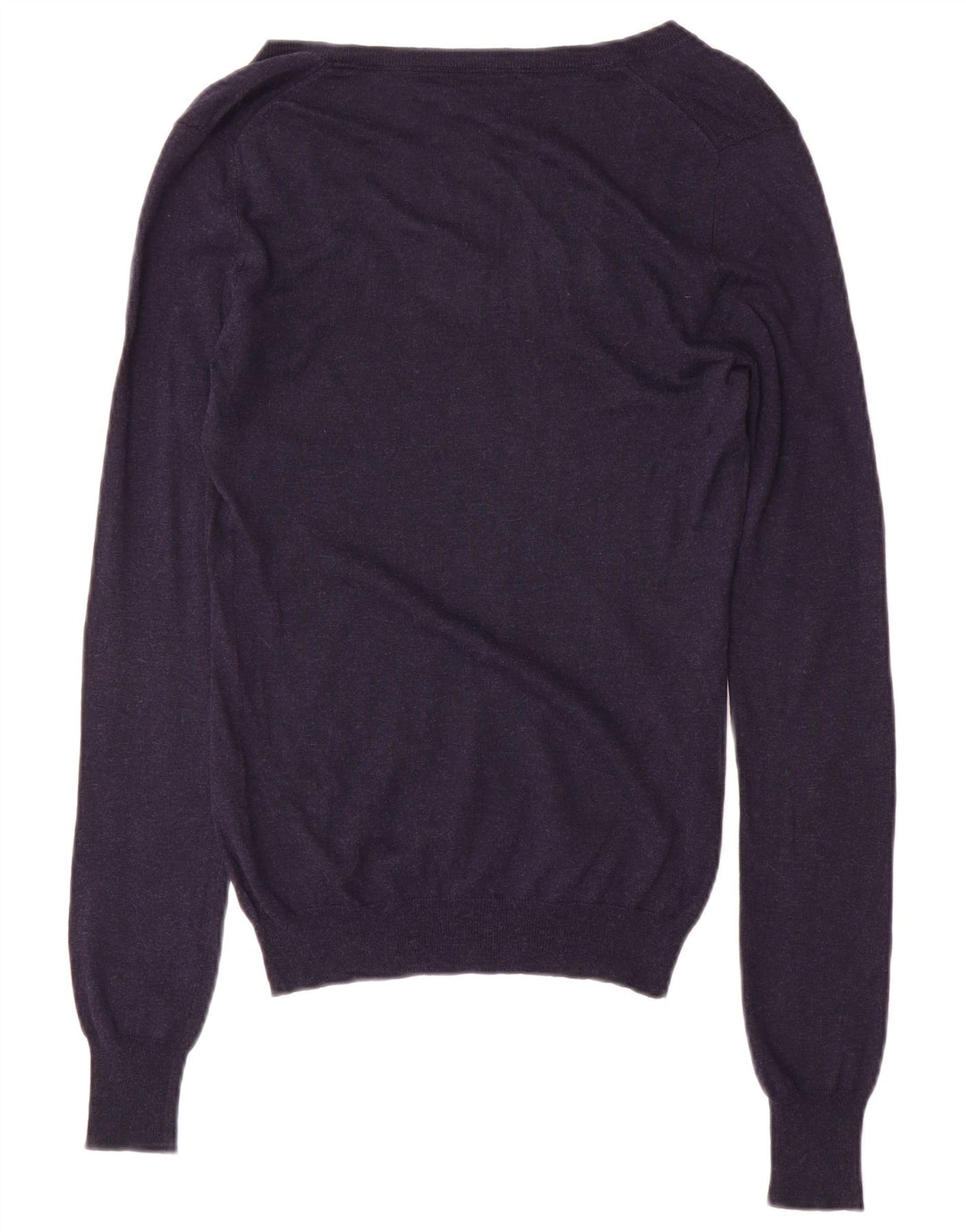 Massimo Dutti Pull col V pour femme UK 12 Bleu marine moyen Soie