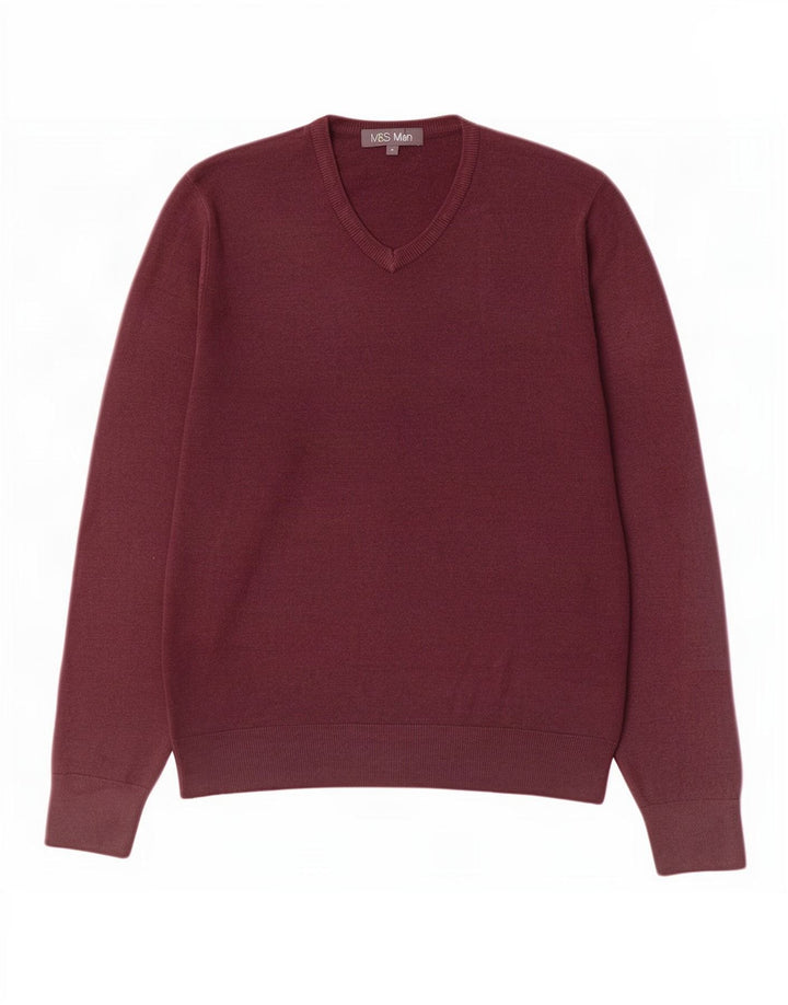 Marks & Spencer Pull Col V Homme Acrylique Marron Moyen