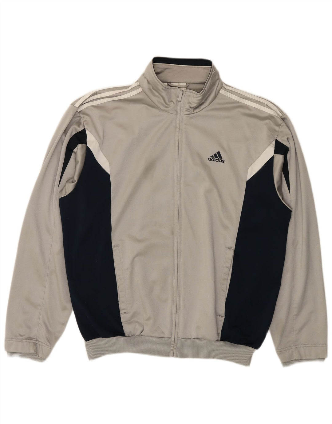 ADIDAS Veste de survêtement pour homme UK 44/46 Large Gris Colorblock Polyester
