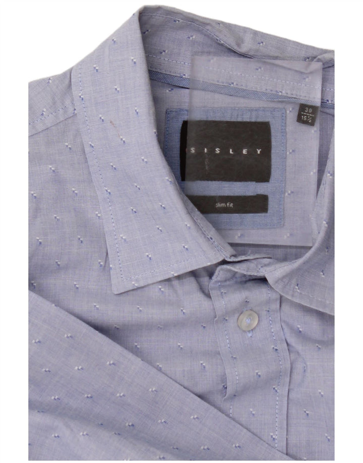 SISLEY Chemise Slim Fit Homme Taille 39 15 1/2 Bleu Moyen Tacheté