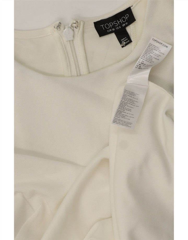 Topshop Robe fourreau sans manches pour femme UK 10 Petit Blanc Polyester