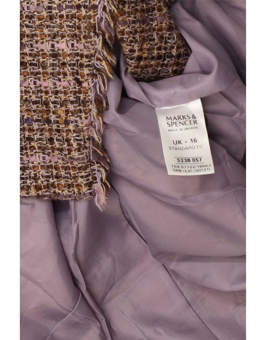 Marks & Spencer Veste blazer à 1 bouton pour femme UK 16 Grand carreaux violets