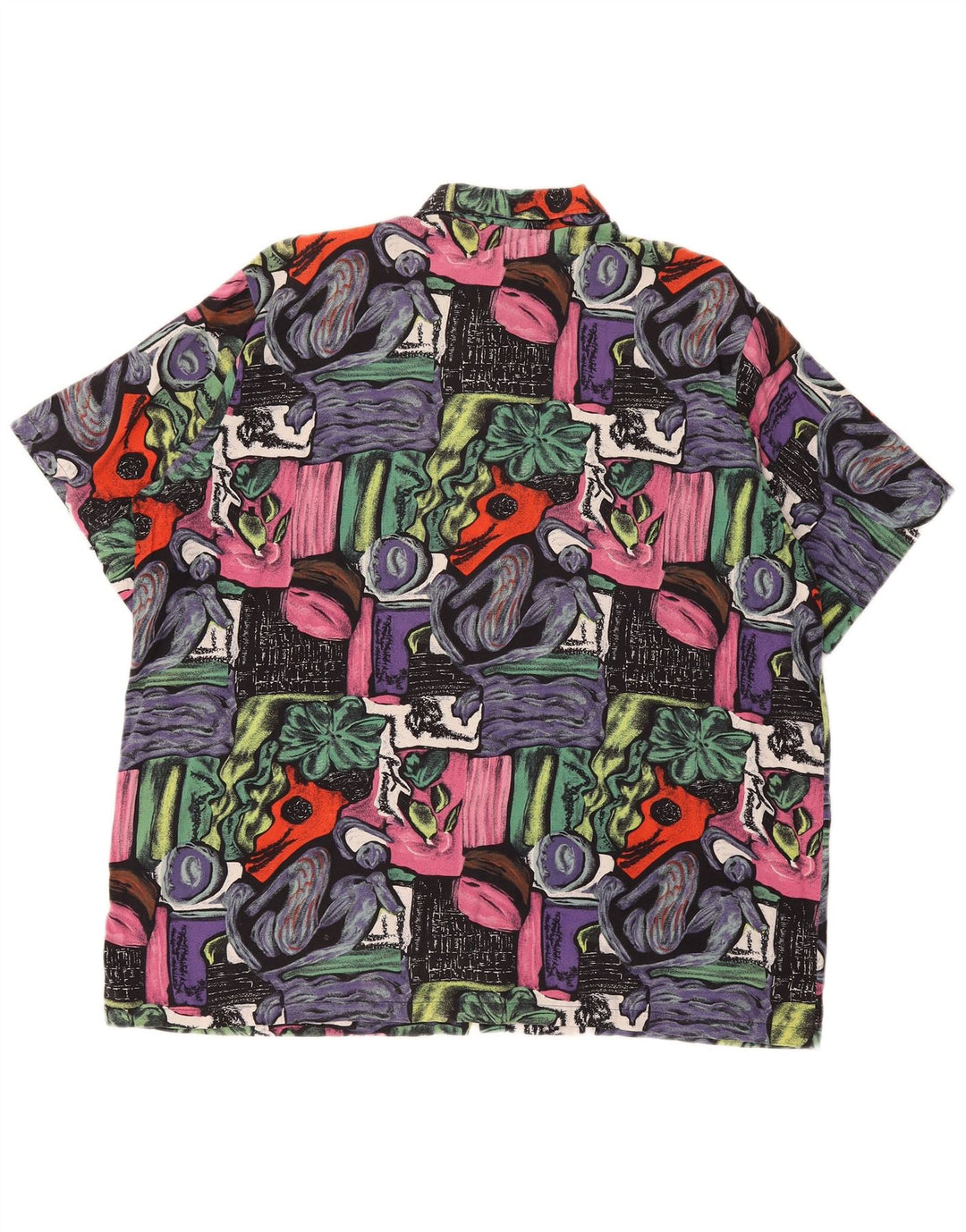Chemise vintage à manches courtes pour hommes, motif abstrait, XL, multicolore