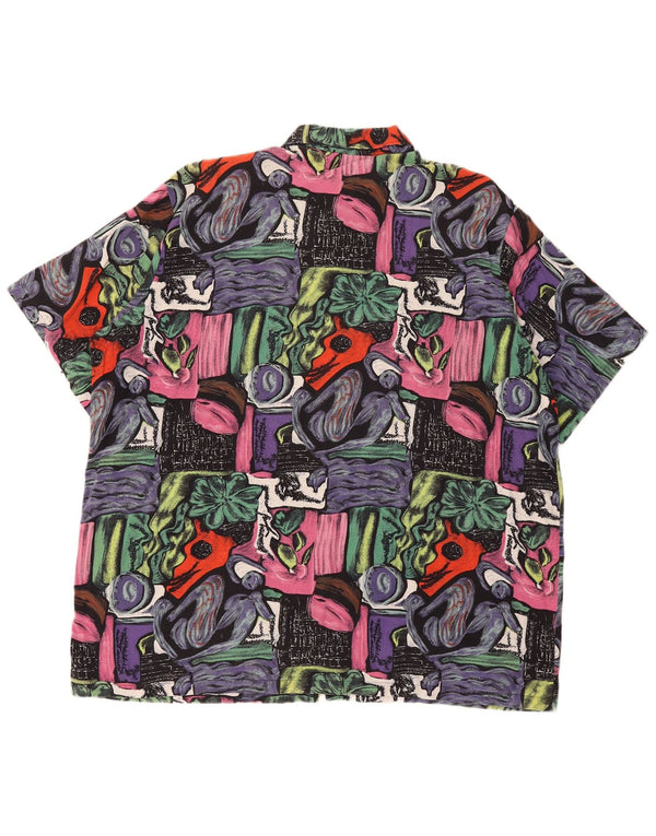 Chemise vintage à manches courtes pour hommes, motif abstrait, XL, multicolore
