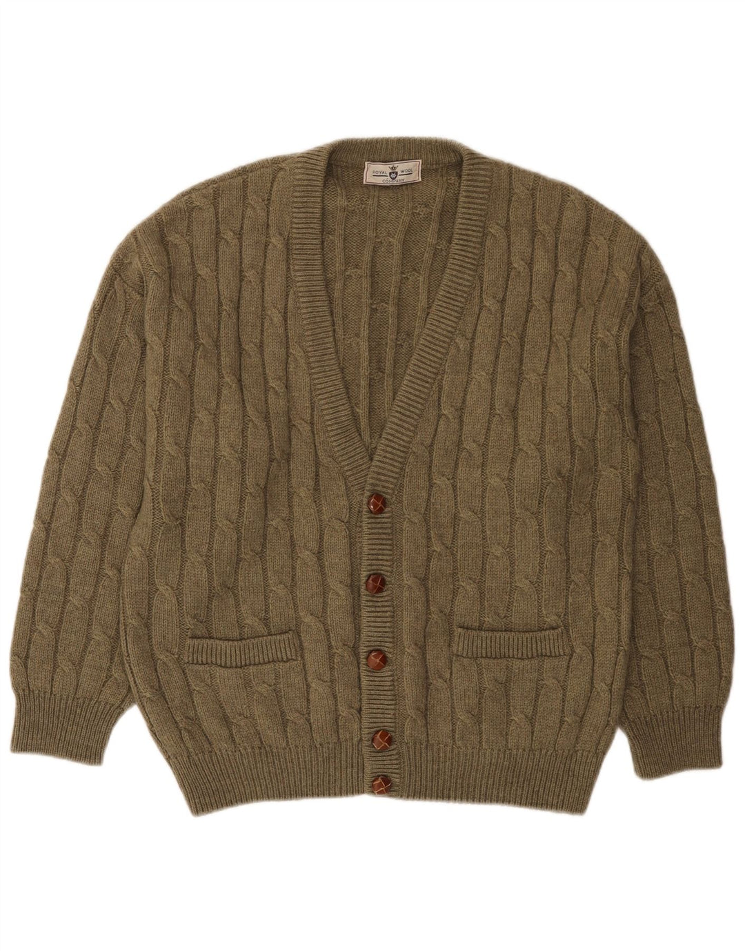vintage Mens Cardigan Pull Grand Kaki
