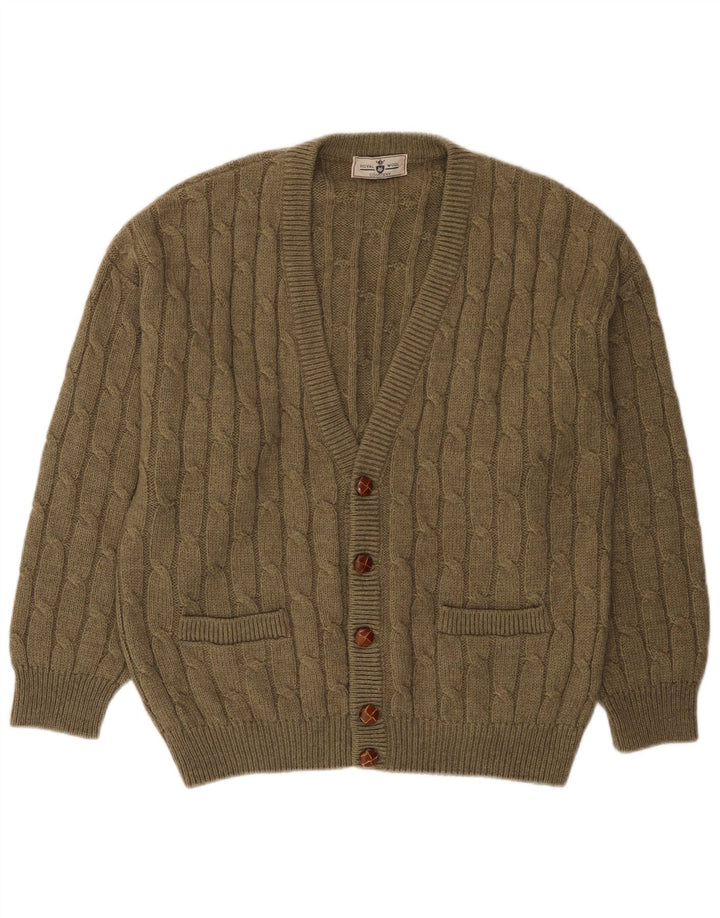vintage Mens Cardigan Pull Grand Kaki