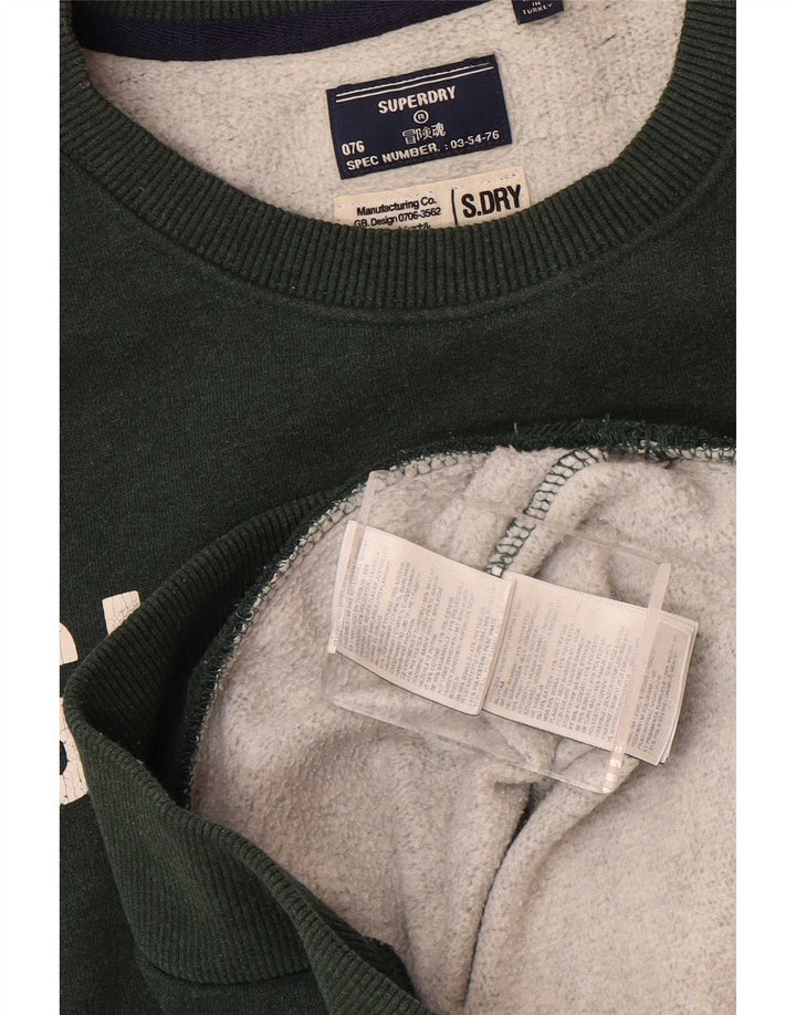 Superdry Homme Graphic Sweatshirt Jumper Large Vert Coton