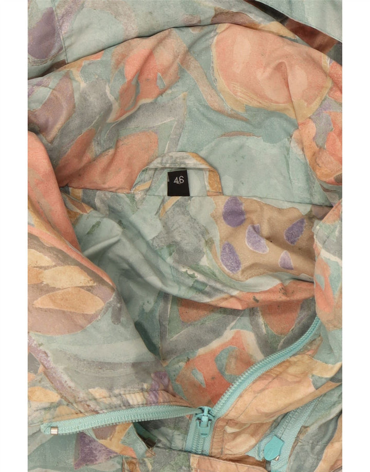 Veste de pluie à capuche femme vintage IT 46 Grand Floral multicolore