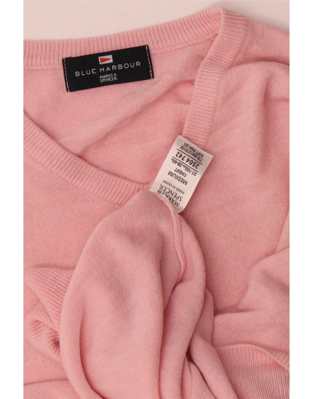 Marks & Spencer Pull Blue Harbor Col V Homme Rose Moyen Acrylique