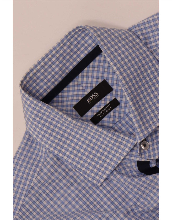 Hugo Boss Chemise à manches courtes coupe classique pour hommes, grands carreaux bleus