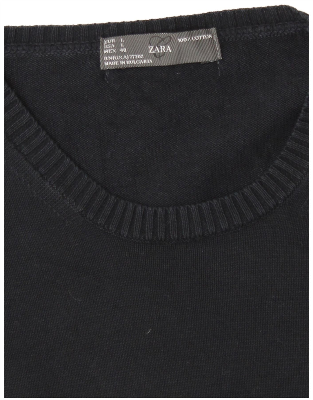 Zara Pull à col rond pour homme en coton bleu marine Taille L