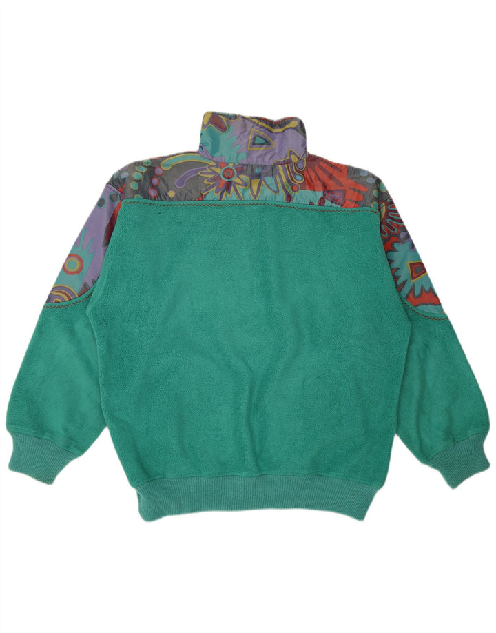 Silvy Pull polaire à col zippé pour homme XL en polyester géométrique vert