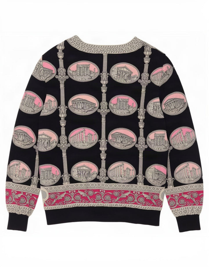 Liola Womens Abstract Pattern Cardigan Sweater UK 16 Grande laine noire