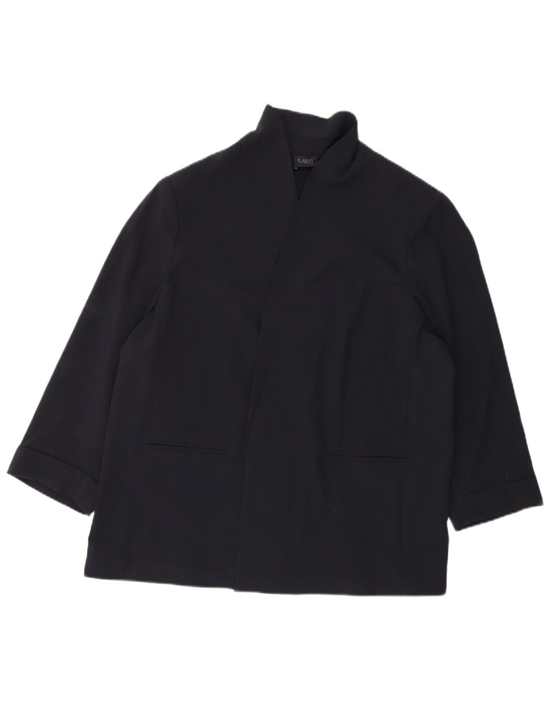 Marks & Spencer Veste blazer ouverte à manches 3/4 pour femme UK 22 3XL Bleu marine