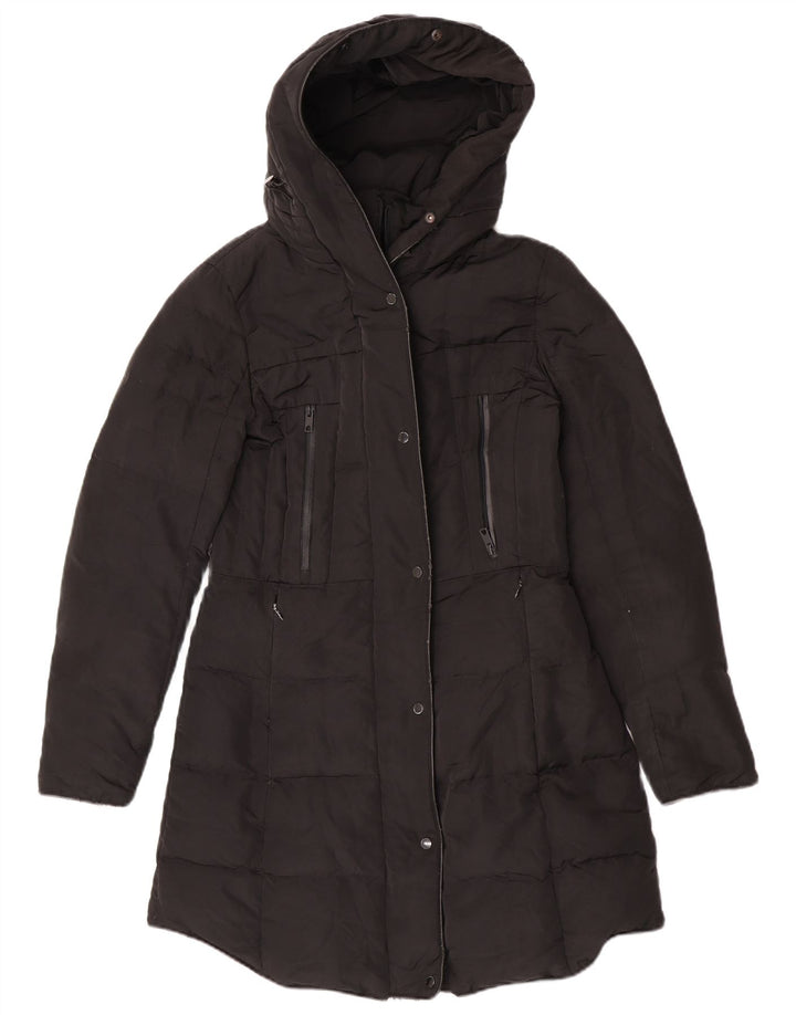 Zara Manteau rembourré à capuche pour femme UK 14 Medium Noir