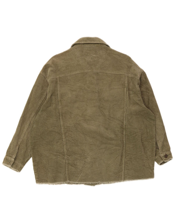 Zara Veste surdimensionnée en velours côtelé pour femme UK 14 Coton kaki moyen