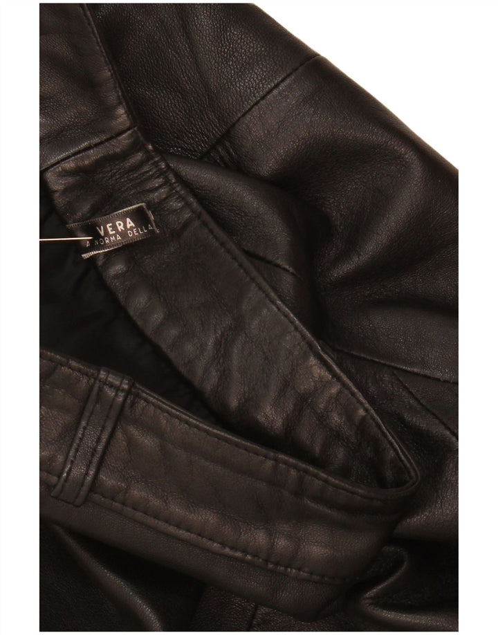 jupe en cuir femme vintage W26 petit cuir noir