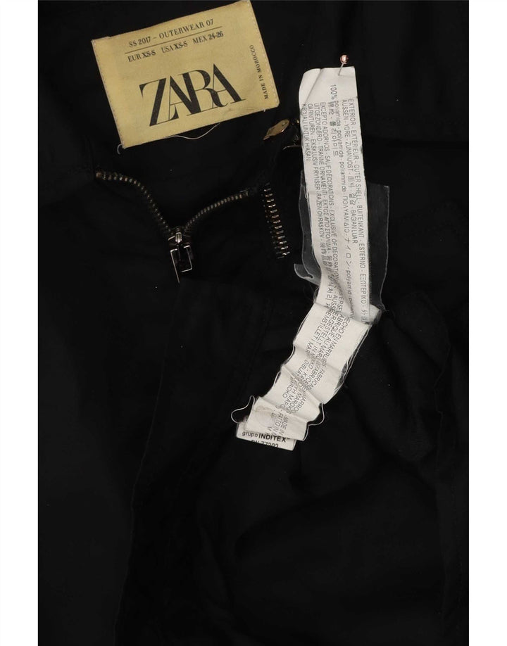 Zara Womens Crop Oversize Bomber Jacket UK 6 XS Noir Polyamide