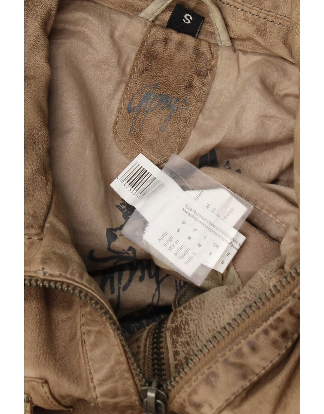Gipsy Veste en cuir pour homme UK 36 Petit Beige