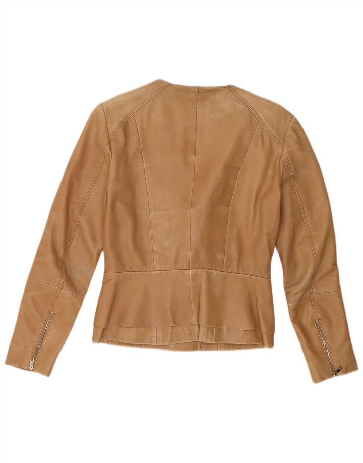 Mango Veste en cuir pour femme UK 10 Petit cuir marron