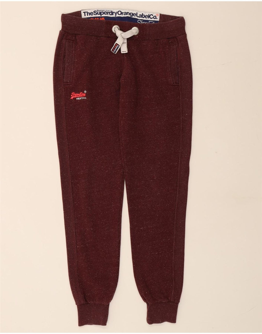 SUPERDRY Pantalon de survêtement pour femme Joggers UK 14 Medium Burgundy Flecked