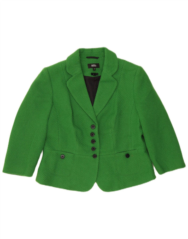 Marks & Spencer Veste blazer à 5 boutons pour femme UK 16 Large Vert Polyester