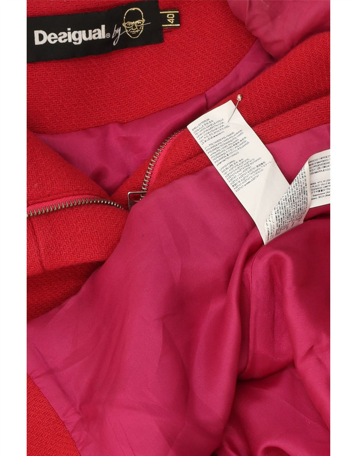 Desigual Manteau court à capuche pour femme EU 40 Laine rose moyen