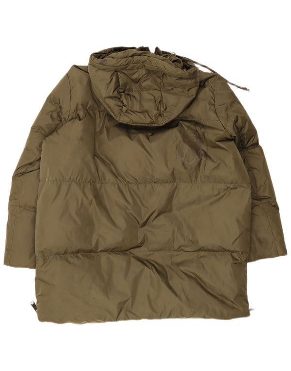 Zara Veste matelassée à capuche pour homme Coupe ample UK 36 Petit Kaki Classique