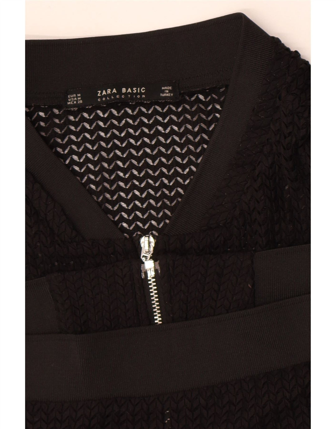 Zara Womens See throught Bomber Jacket UK 14 Moyen Noir