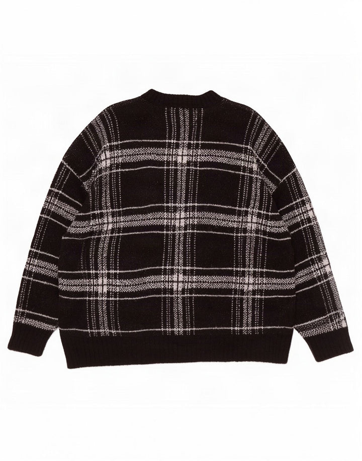 Marks & Spencer Pull ras du cou pour femme UK 18 XL Noir à carreaux