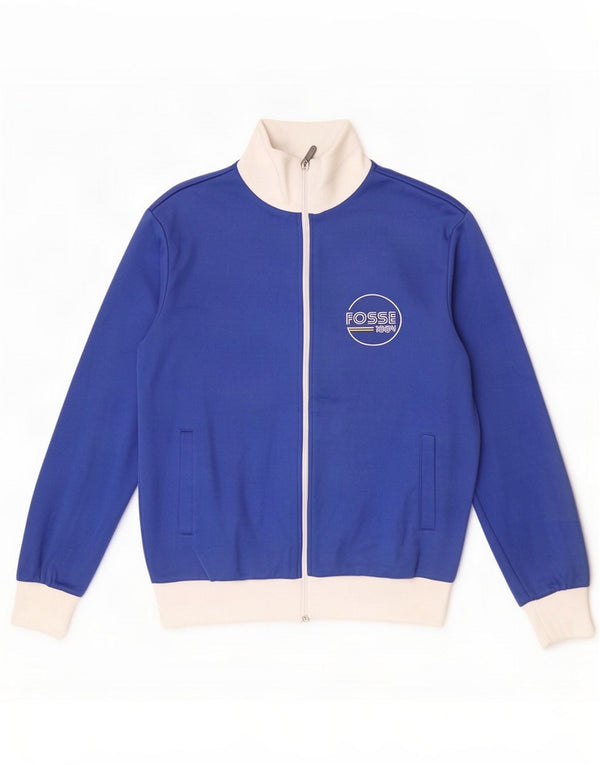 Veste de survêtement vintage pour homme en coton color block bleu moyen