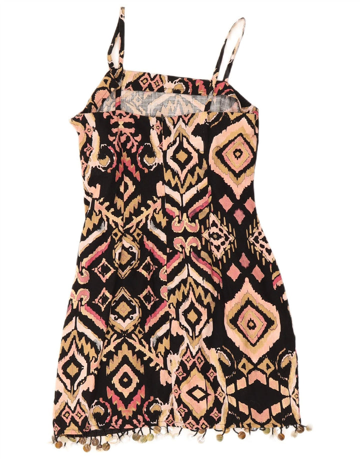 Zara Femme Robe d'été UK 12 Moyen Multicolore Ikat Coton