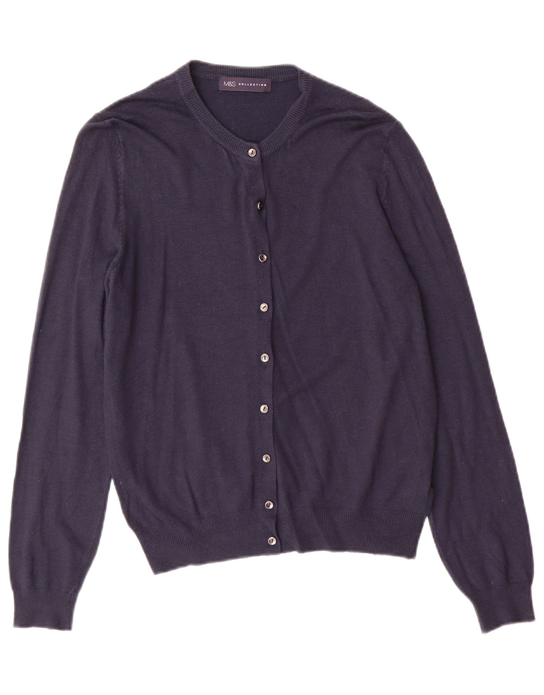 Marks & Spencer Pull Cardigan pour Femme UK 14 Moyen Bleu Marine Classique