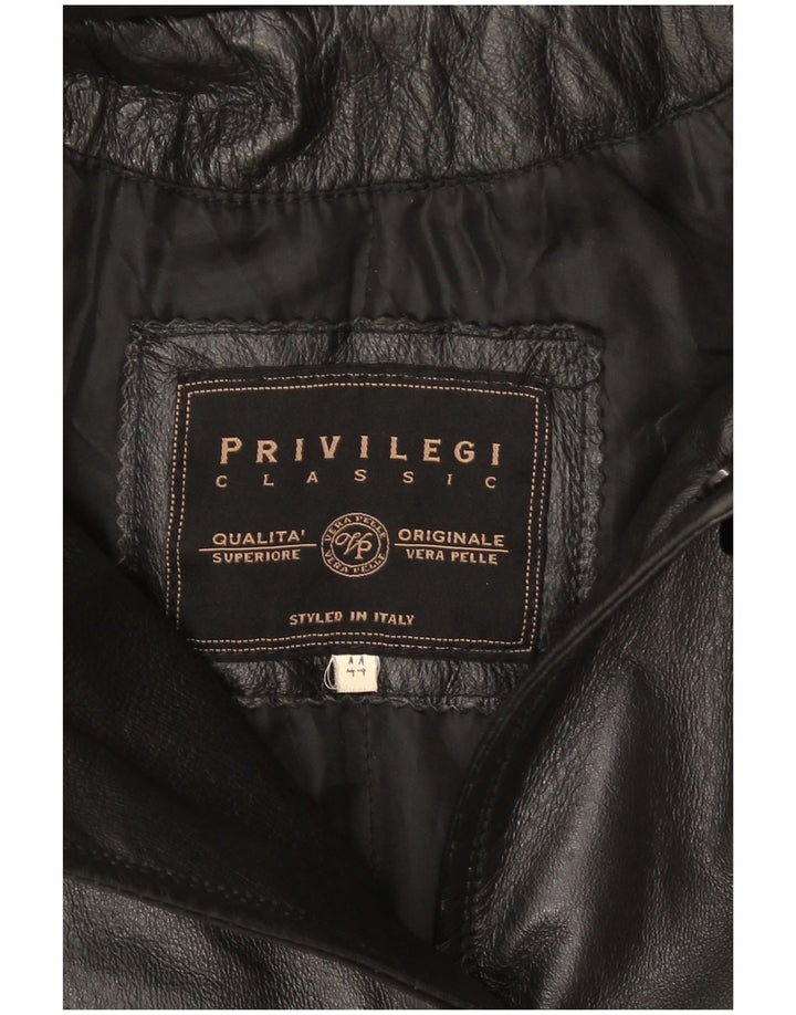 Privilegi Manteau en cuir surdimensionné à capuche pour femme IT 44 Cuir noir moyen