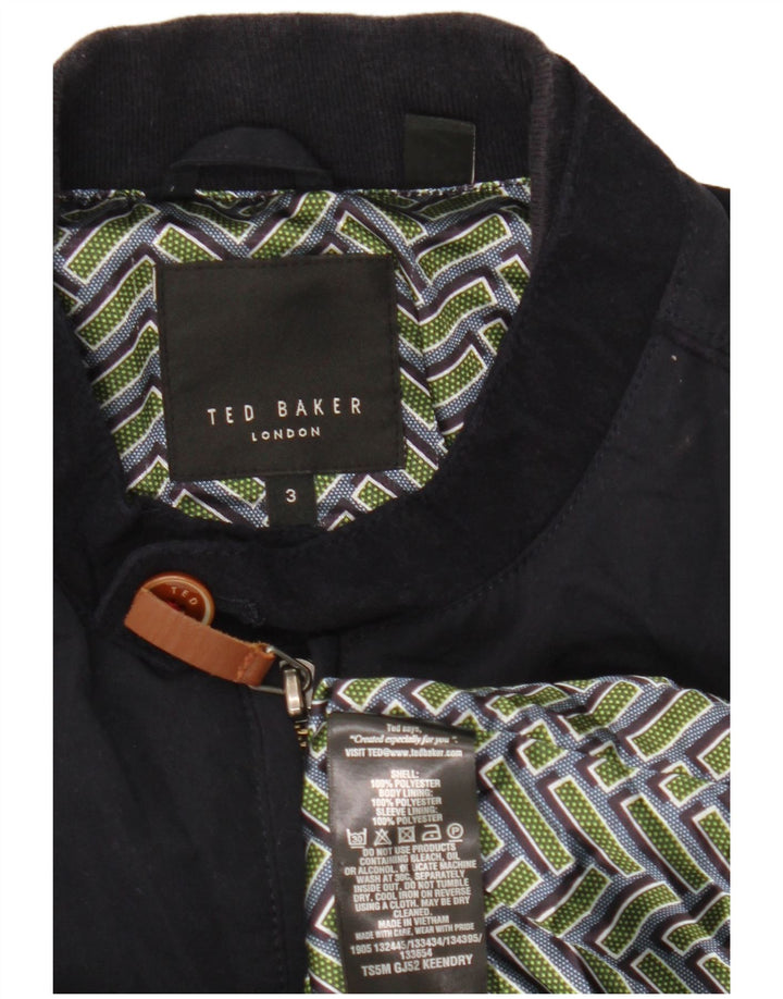 Ted Baker Veste Bomber Homme Taille 3 Bleu Marine Moyen Polyester