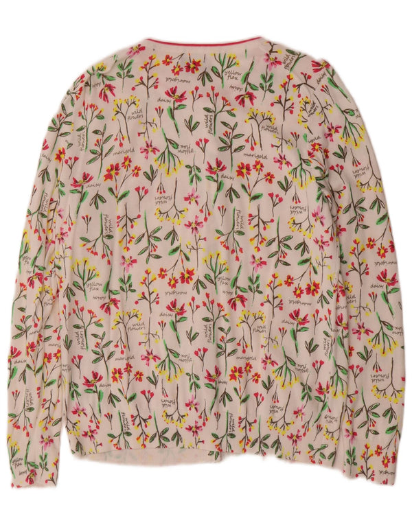 Lands End Cardigan pour femme en coton floral blanc moyen UK 14