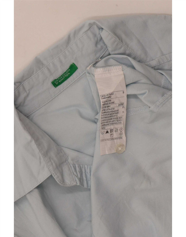 Benetton Chemise Pull Femme UK 10 Petit Bleu Coton