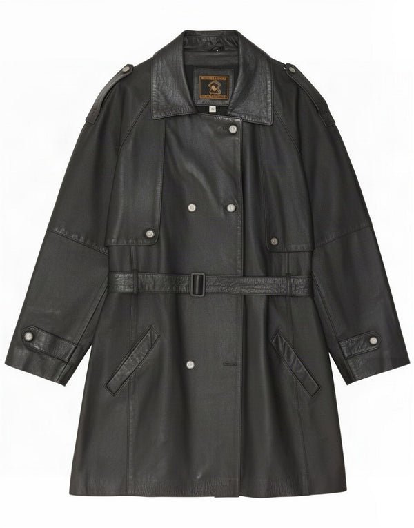 Vintage Manteau militaire croisé coupe décontractée pour femme UK 14 Medium Noir