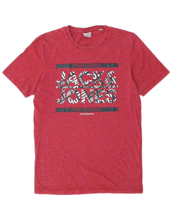 Jack & Jones T-Shirt Graphique Homme Rouge Moyen Moucheté Coton