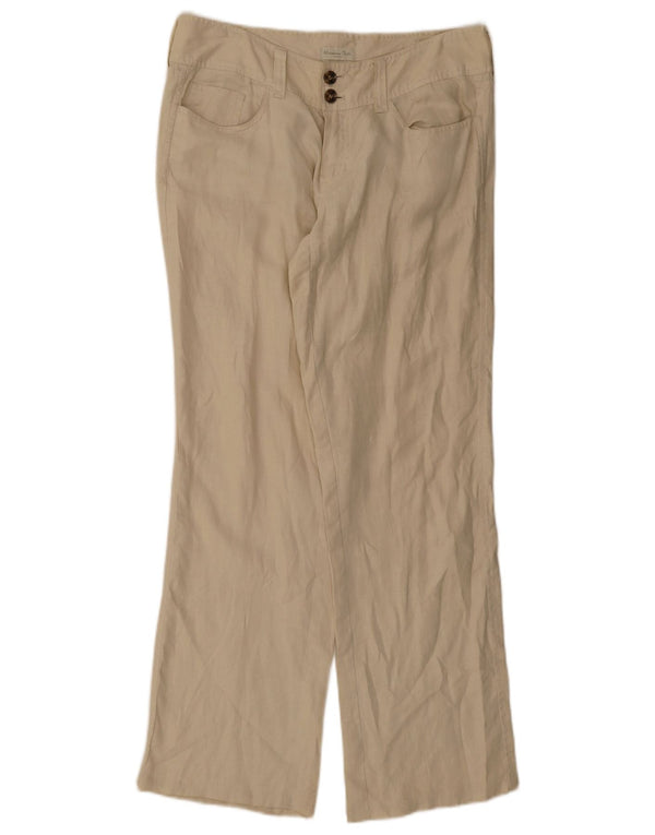 Massimo Dutti Pantalon décontracté droit pour femme EU 42 Large W32 L32 Beige