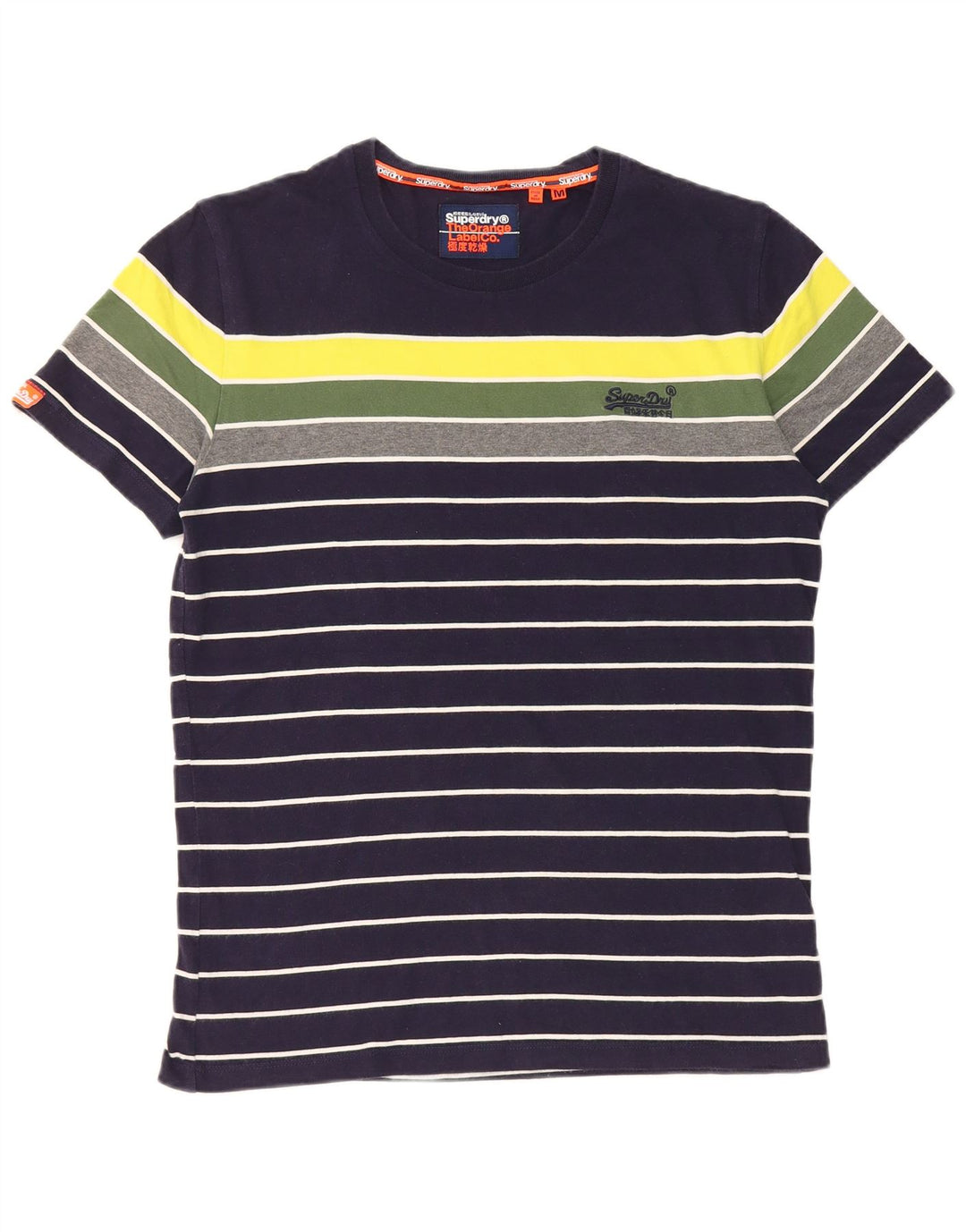 Superdry T-shirt en coton color block bleu marine moyen pour homme
