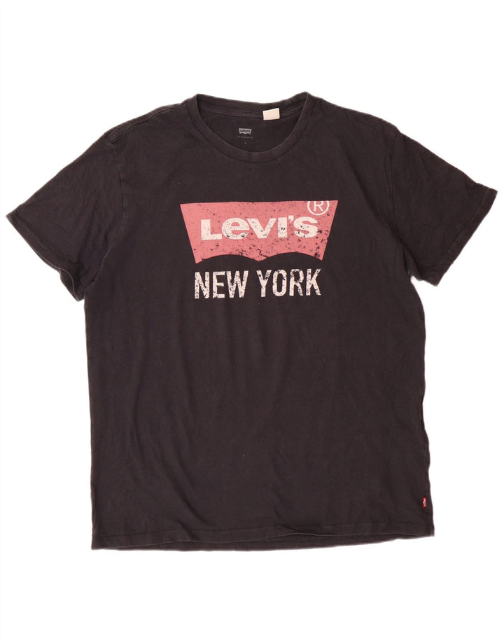 LEVI'S T-shirt graphique pour femme UK 16 Large Noir Coton