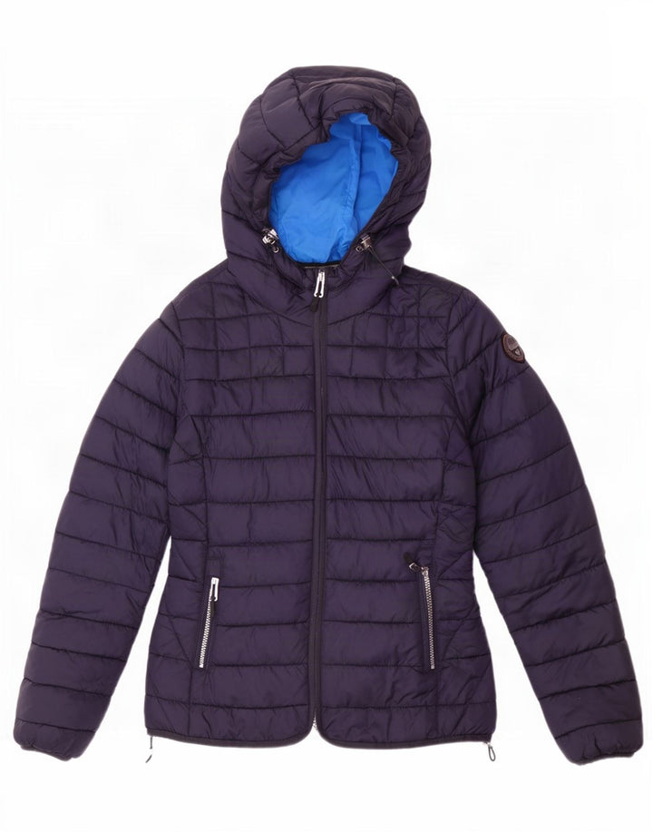 Napapijri Veste matelassée à capuche pour femme UK 12 Medium Navy Blue Polyamide