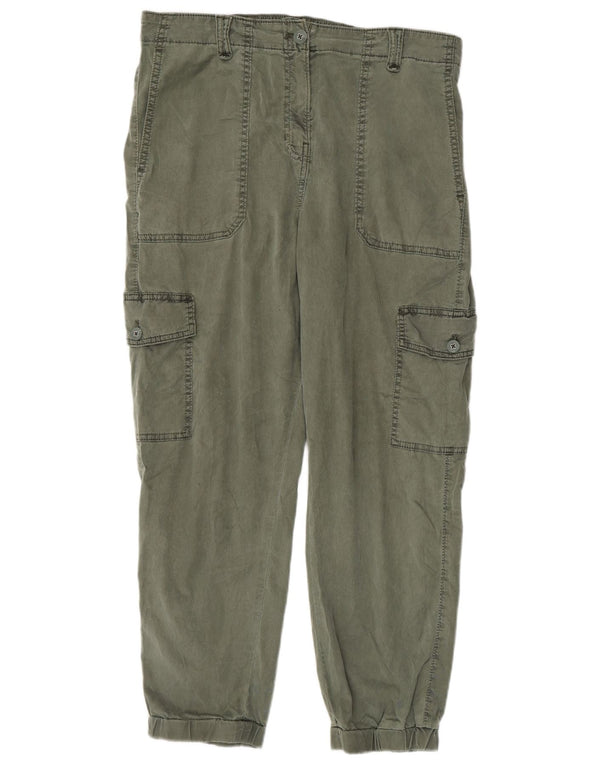 Marks & Spencer Pantalon cargo de jogging pour femme UK 12 Medium W32 L26 Kaki