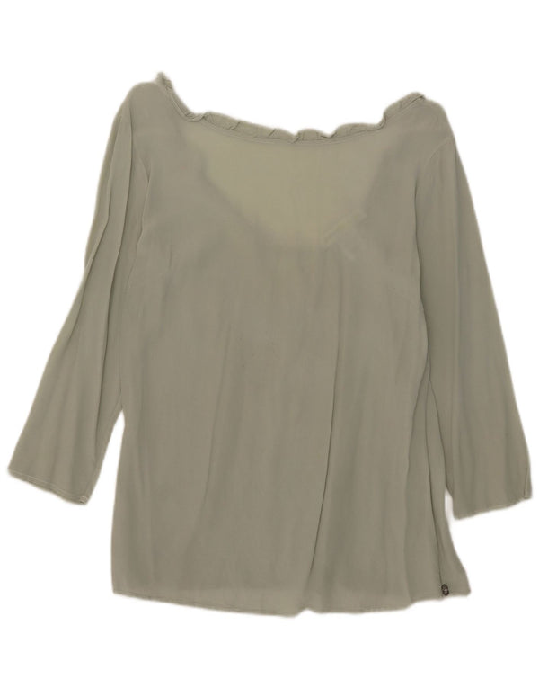 Ottod'Ame Chemisier à manches 3/4 pour femme UK 10 Petite soie verte