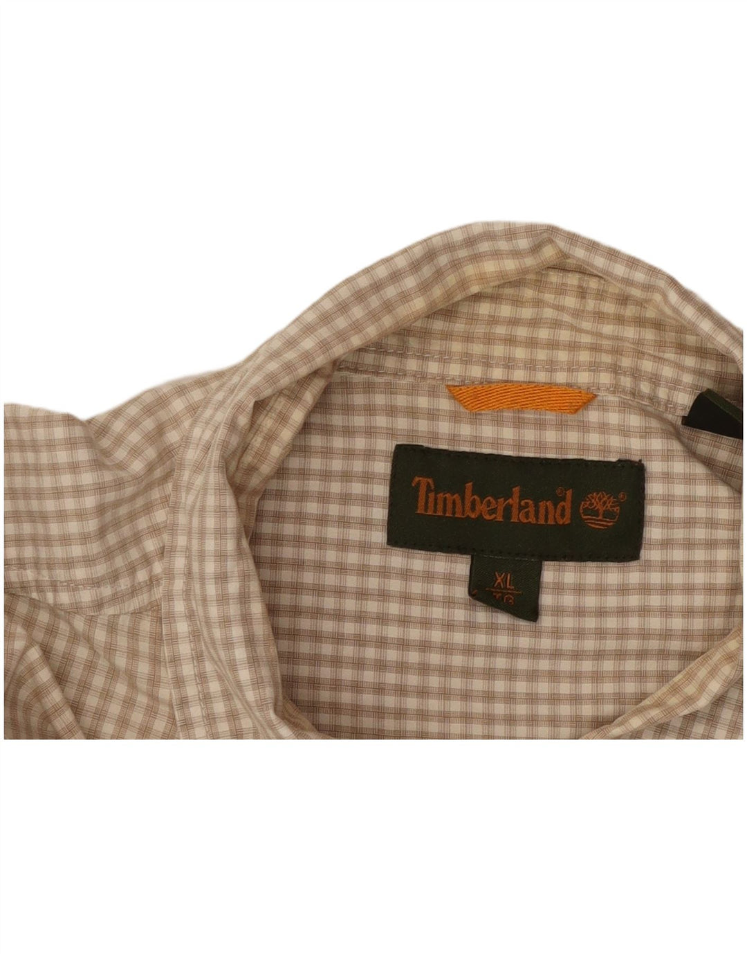TIMBERLAND Chemise à Manches Courtes Homme XL Beige Carreaux Coton