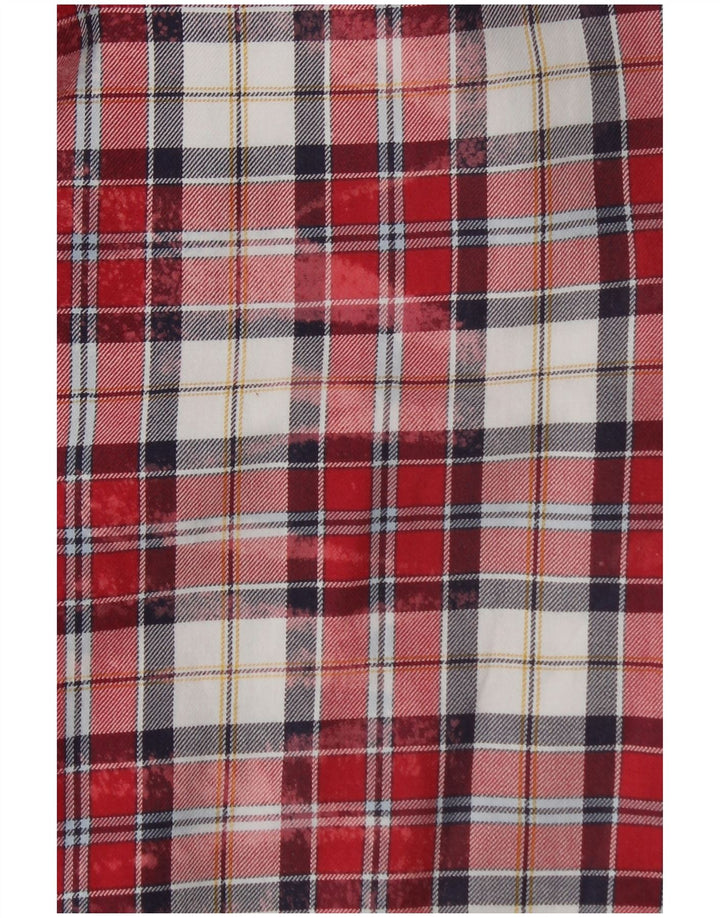 Benetton Chemise En Flanelle Homme Rouge Moyen À Carreaux